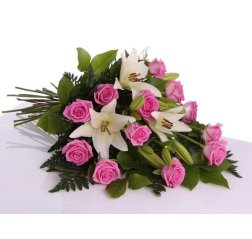 Funeral bouquet of roses pink-thumbnail