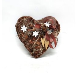 Käpyinen sydänkranssi kukka koristeilla-thumbnail