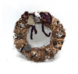 Wreath with bird and mushroom decorations-thumbnail