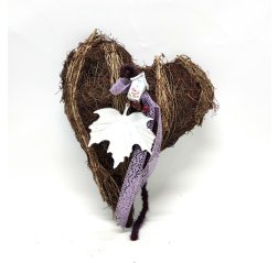 Heart wreath with leaf and birdhouse decorations-thumbnail