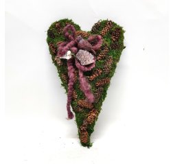 Moss heart wreath with cones and bird-thumbnail
