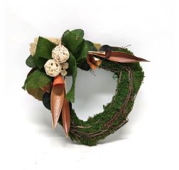 Moss heart wreath with green bow-thumbnail