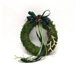 Moss wreath with horn decorations-thumbnail