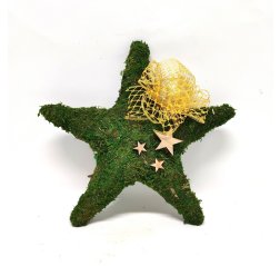 Moss star wreath with wooden star-thumbnail