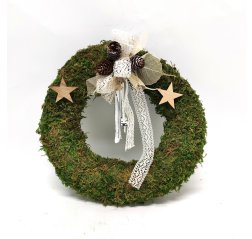 Moss wreath with wooden stars-thumbnail