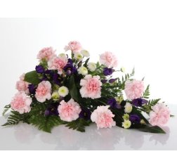 Funeral bouquet of carnations pink/blue-thumbnail
