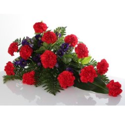 Funeral bouquet of carnations red/blue-thumbnail