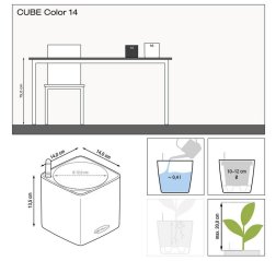 Lechuza Cube Color 14 Planter All-in-one white-thumbnail