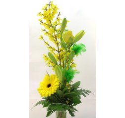 Tall Easter boquet of lilies and forsythia-thumbnail