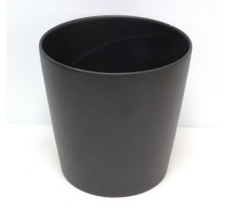 Ceramic cover pot, matt black-thumbnail