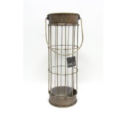 Metallic lantern with glass cylinder, bigger-thumbnail