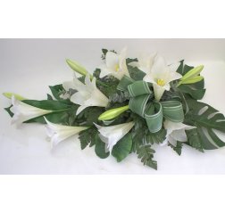 Funeral bouquet of white lilies-thumbnail